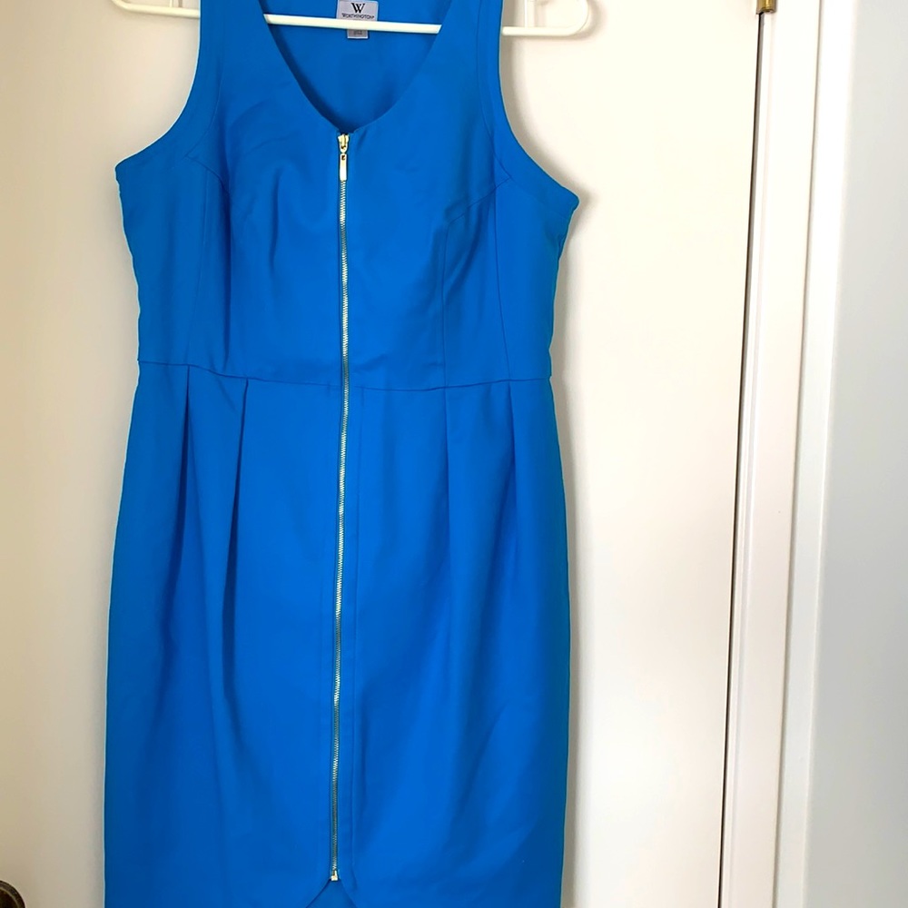 Zipper Front Scalloped Hem Sleeveless Petite Dress